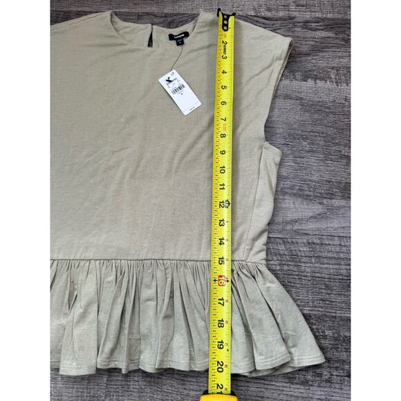 Express Linen-Blend Crew Neck Peplum Tee Swan Color Size Medium New Boho - Picture 8 of 10